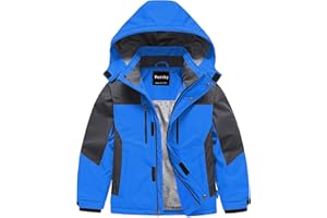 Pursky Boy's Waterproof Ski Jacket Kids Winter Snow Coats Fleece Raincoats Parka