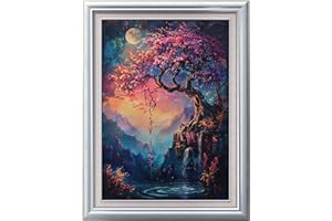 Leczany Cross Stitch Patterns Stamped Kit for Beginners | Embroidery Supplies DIY Craft Kit Starter Needlepoint for Adults or Kids | 11CT, 3 Strands | Mountain Trees 15.8x22.4 inches