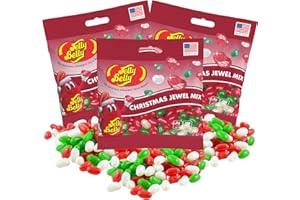 Needzo Christmas Jewel Mix 2025 Jelly Beans, Sparkling Very Cherry, Green Apple, and Cream Soda Flavored Candies, Candy Bowl and Goodie Bag Fillers, Pack of 3