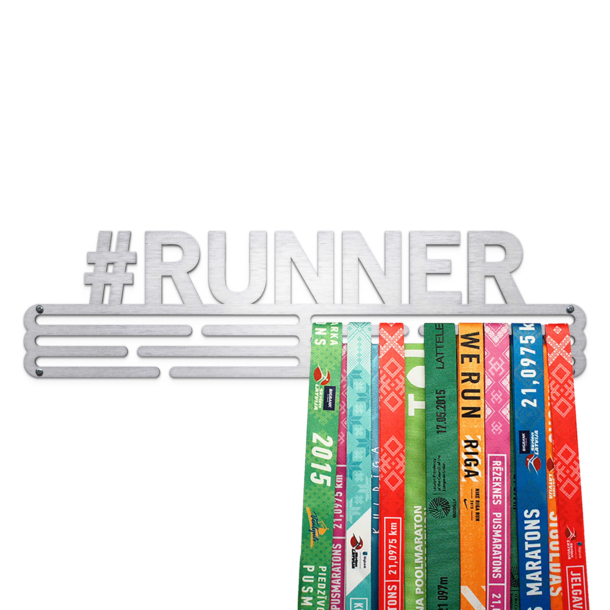 United Medals #RUNNER Sport Medal Hanger Display | Stainless Steel Medal holder | Awards display rack for up to 48 medals