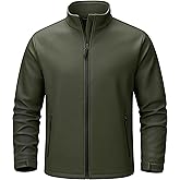 TACVASEN Men's Lightweight Softshell Jacket Waterproof Lightweight Fleece Lined Winter Coat with 4 Pockets Windbreaker