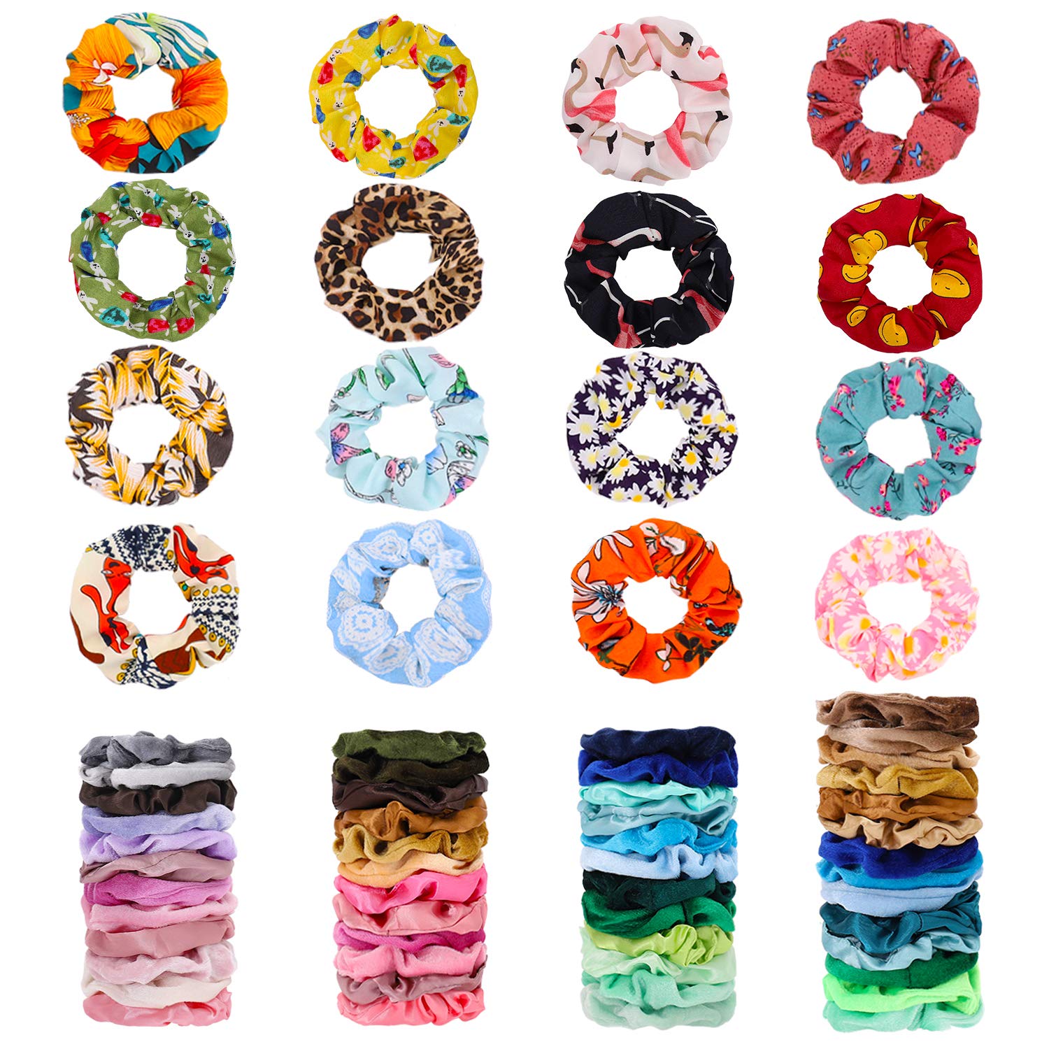 66 Pcs Zzicen Hair Scrunchies Velvet Silk Chiffron Flower Hair Scrunchies For Women Or Girls Hair Accessories 30velvet Hair Scrunchies20satin Hair