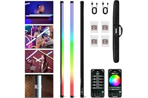 VILTROX K90 2 Pack RGB Tube Light, 30W 38inch Large RGBWY Photography LED Video Stick Light Wand with APP/2.4G/Remote Control, CRI 97+, 26 Scenes, 2500K-8500K, 14.8V/3300mAh Battery, Magnetic Chip