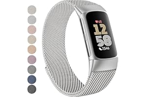 Vanjua for Fitbit Charge 6 Bands Women Men, Stainless Steel Metal Mesh Loop Adjustable Wristband Replacement Strap Compatible with Fitbit Charge 6 Fitness Tracker