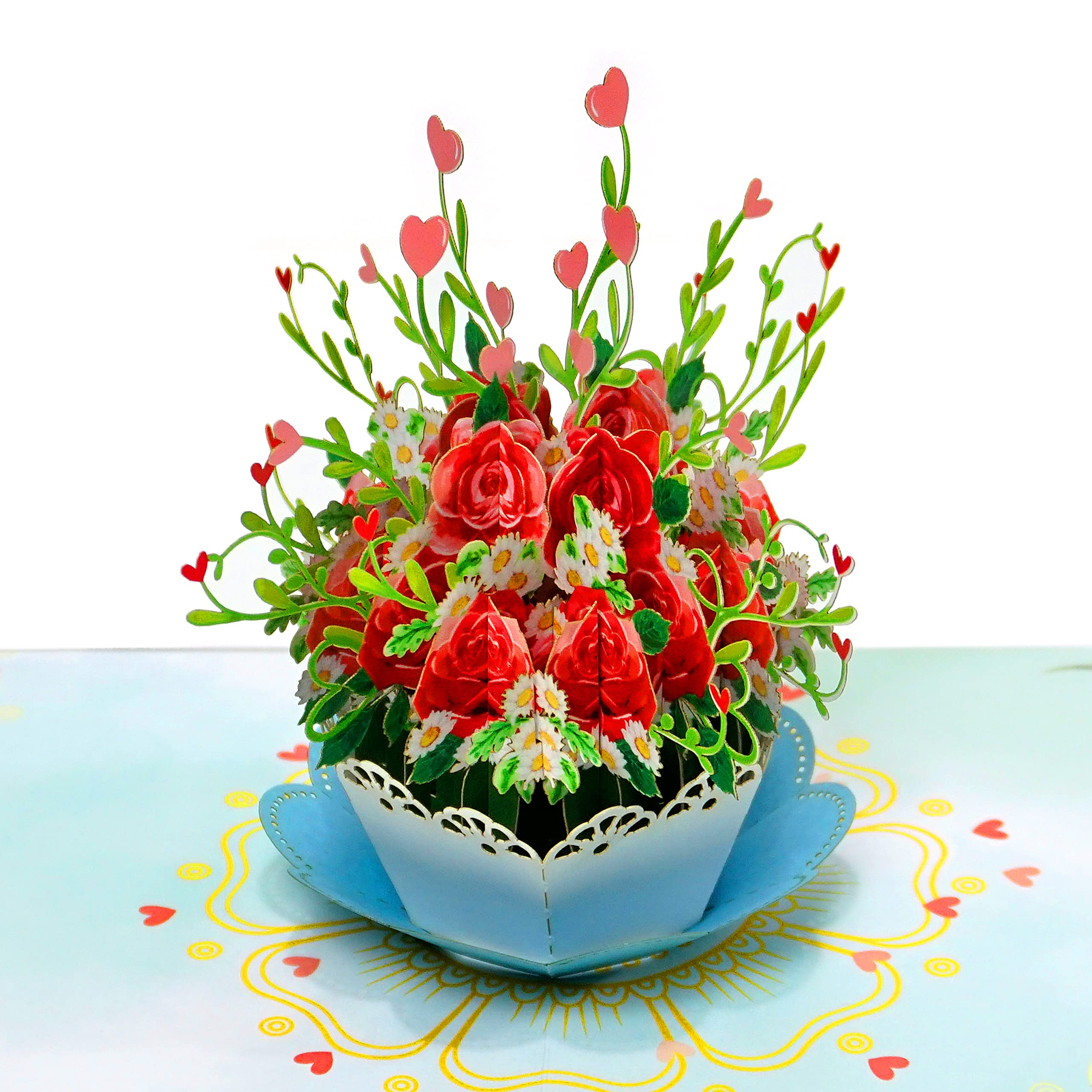 CUTPOPUP Roses Flowers Pop Up Anniversary Cards, Valentines Cards, Wedding Anniversary 3D, Husband Valentines Day Card for Him Her Wife Husband Mum Dad Birthday Card Gift US8-FL139UK