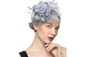 Cizoe Fascinators Hats for Womens 50s Headwear with Veil Flower Cocktail Wedding Tea Party Church Derby Hat