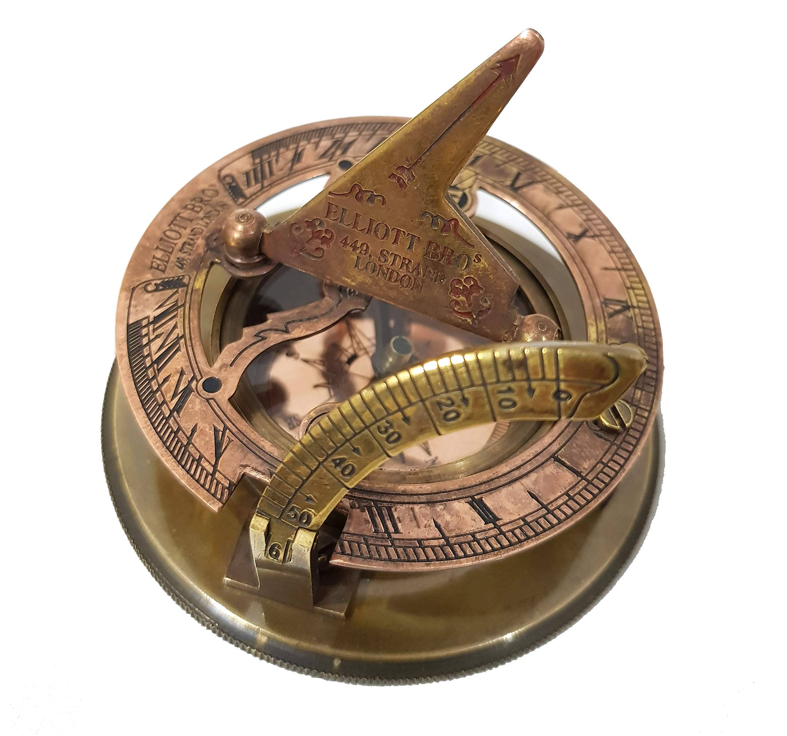 アンティーク 真鍮 航海船 セーラーデバイス 航海 ハンドメイド マリン ヴィンテージ 刻印 日時計 コンパス コレクター向けギフト