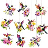 Hummingbird Christmas Ornament Wooden Bird Hanging Decoration Pendant with Hemp Rope for Christmas Tree Decoration Home Party Wall Decor (20PCS)