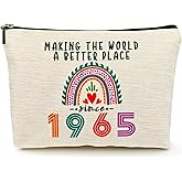 Happy 61st Birthday Gifts for Her Women Makeup Bag, Best 1965 Anniversary 61st Birthday Decorations, 61 Year old and Fabulous Gifts Ideas for Wife, Mom, Mothers Day, Christmas Cosmetic Travel Pouch