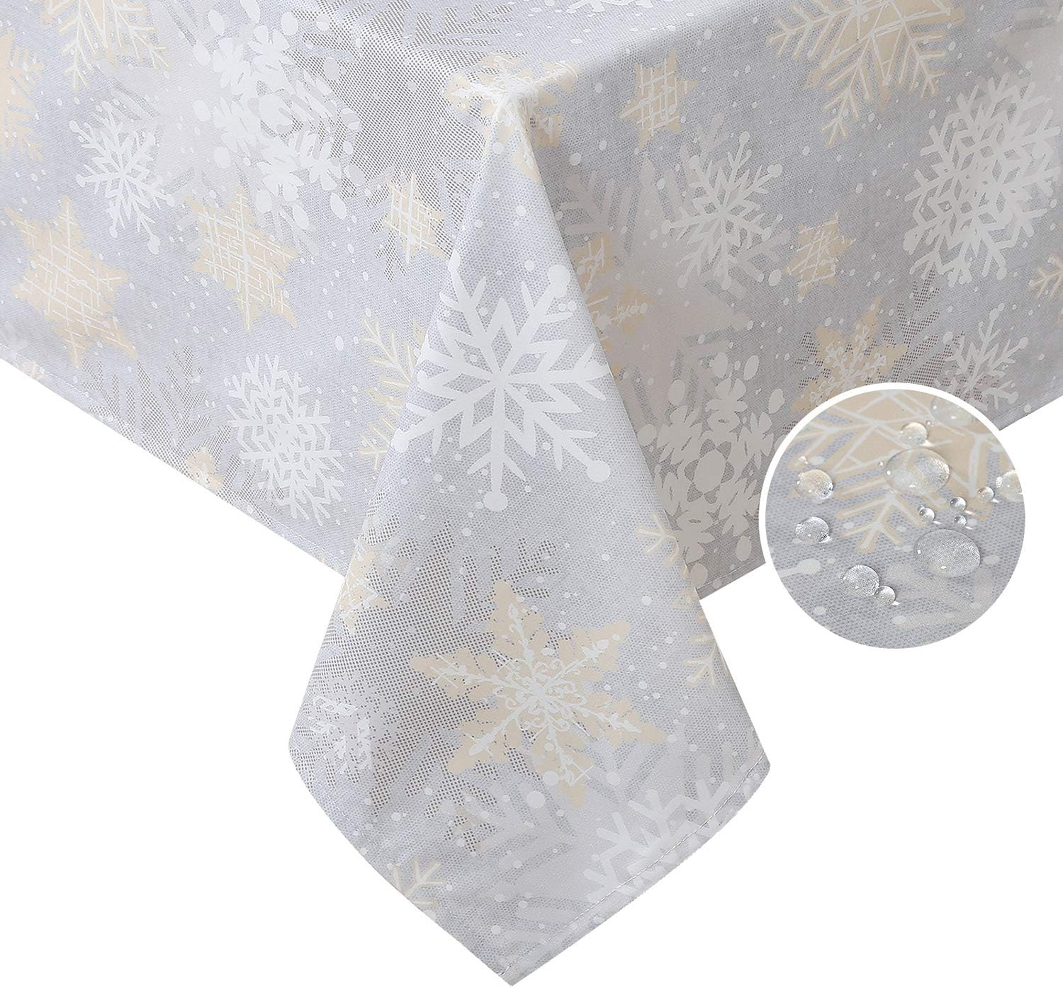 Snowflakes Printed Tablecloths Christmas Silver Gray