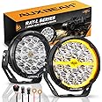 Auxbeam RAY-L Series 7 Inch Round Offroad Light Bar 240W 25800LM with Amber/White DRL Modes Driving Spotlights Off-Road Lighting Truck 4x4 Spot Beam Auxiliary Bumper Lights, Pair