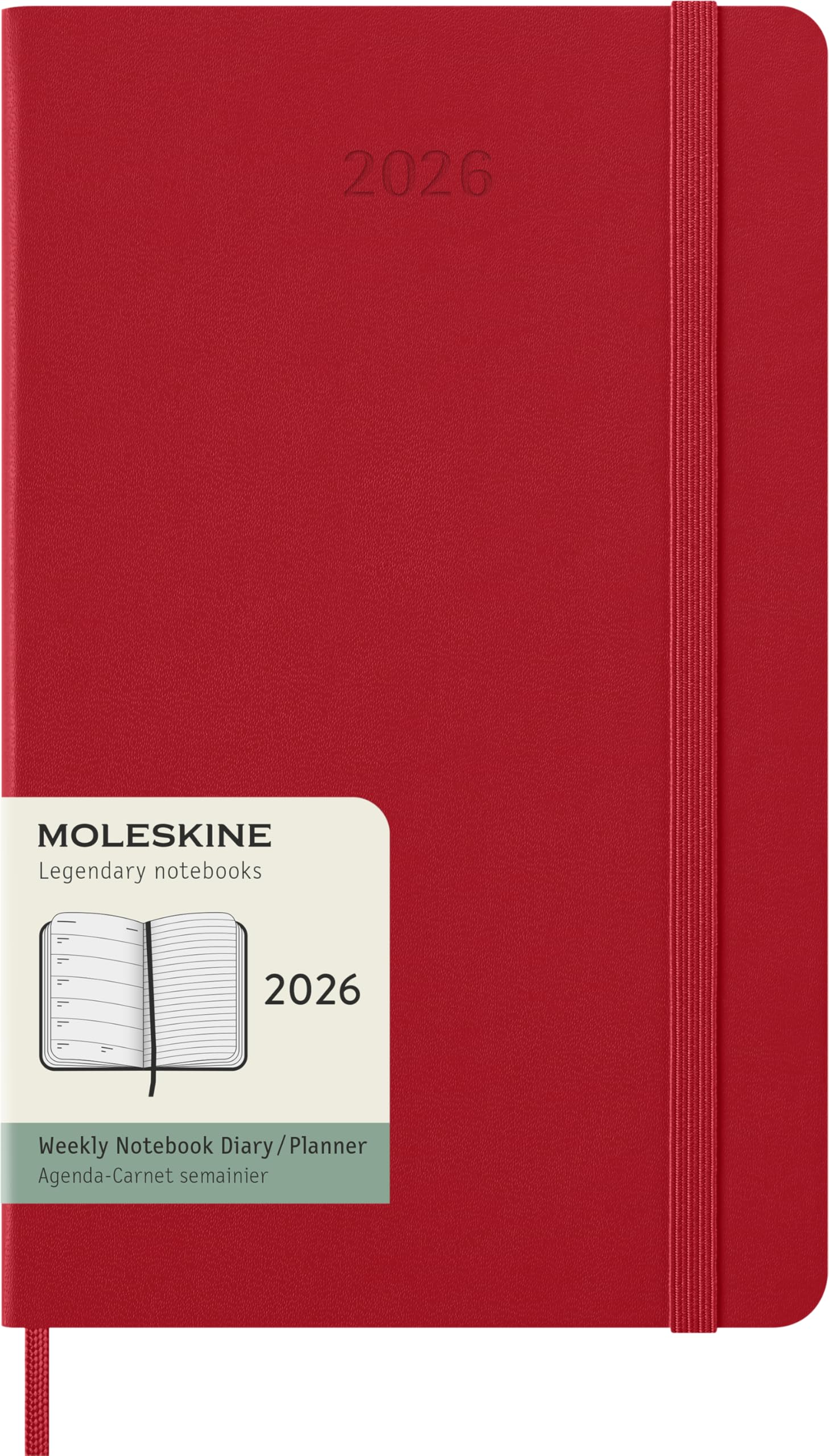 Moleskine Classic 12 Month 2026 Weekly Planner, Hard Cover, Large (5″ x 8.25″), Scarlet Red, 144 pages