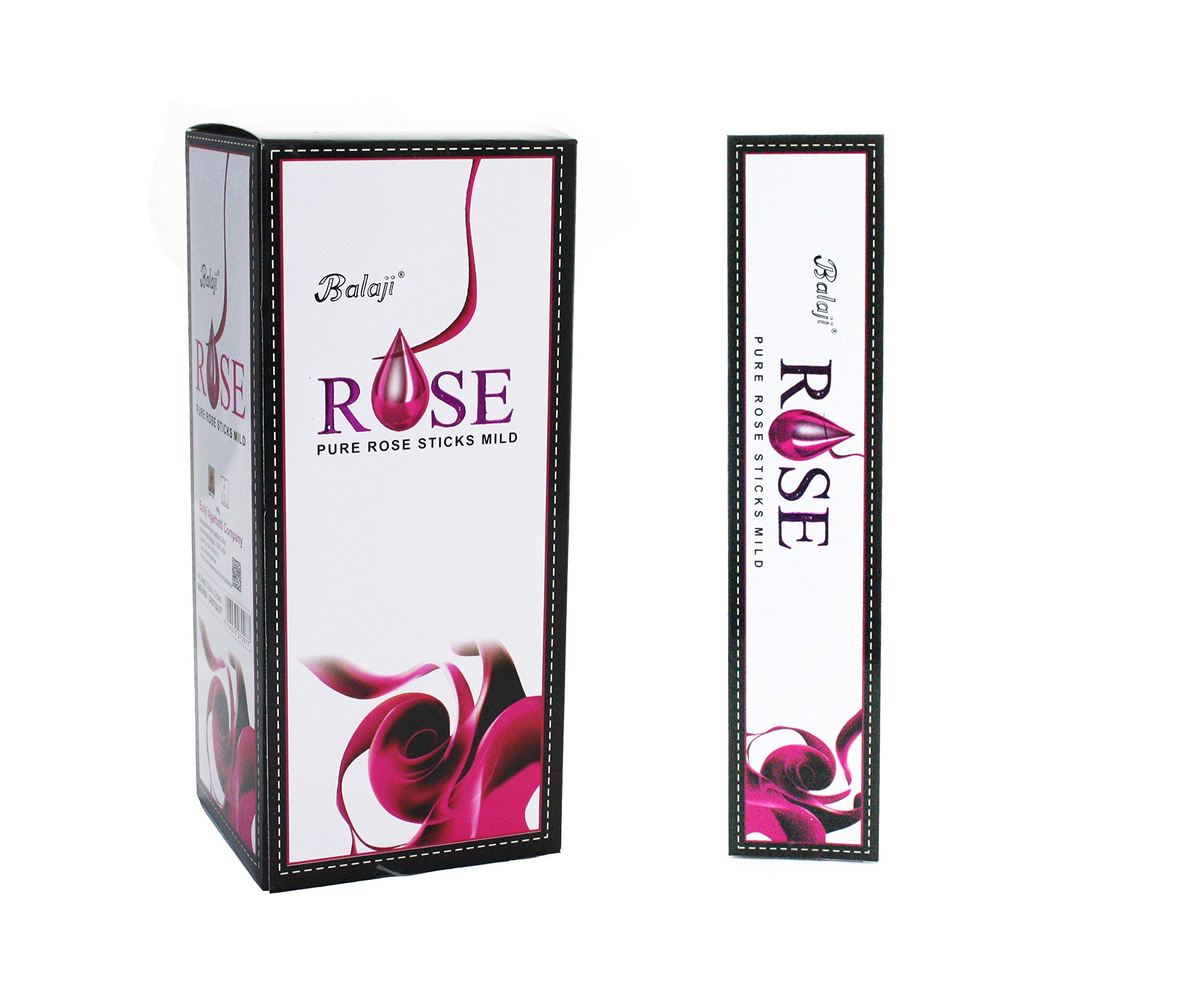 Balaji Pure Rose Mild Incense Sticks, (12 units x 15 sticks), Brown, 11 x 9.7 x 25 cm — image 1