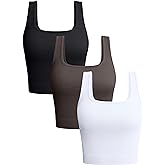 OQQ Women's 3 Piece Tank Tops Ribbed Seamless Workout Exercise Shirts 2025 Summer Basic Camis
