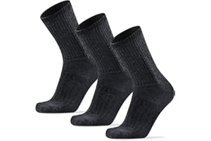 Busy Socks 3 Pack Men's Merino Wool Hiking Crew Socks Womens Warm Thick Cushioned Outdoor Athletic Socks for Walking Running