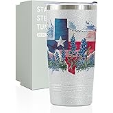 Onebttl Texas Gifts for Men Women, Texas Souvenirs Travel Homesick Gift, 20oz Stainless Steel Tumbler with Lid Straw, Perfect for Christmas - Glitter Map