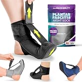 BraceAbility Plantar Fasciitis Night Splint Sock - Plantar Fascia Boot for Sleeping, Achilles Tendonitis Relief, Foot Drop, Heel Pain - Planter Facetious Brace for Women and Men - Black (M)