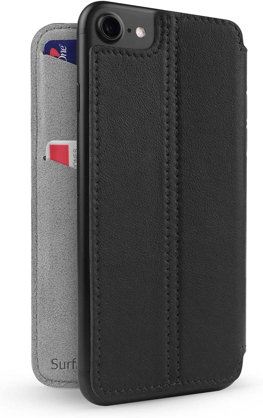 Twelve South SurfacePad for iPhone 8/ 7/ 6 black | Ultra-slim luxury leather cover + display stand (black)