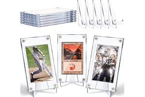 Generic 5 Piece Screw Trading Card Cases with Display Stands - Baseball Football Sports Card Holder and Protectors - Clear Ac