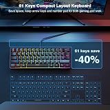 Snpurdiri 60% Wired Gaming Keyboard 61 Keys RGB Backlit QWERTY Black view 3