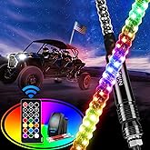 Nilight 1PC 3FT Spiral RGB LED Whip Light W/Chasing Dancing Lights | RF Remote Control Lighted Antenna Whips For Can-Am ATV UTV RZR Polaris Dune Buggy 4 Wheeler Offroad Jeep Truck