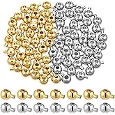 Psyqtsuary 80 Pcs Gold Silver Round Crimp Beads for Jewelry Making Brass Metal Round Crimp-Bead Gold Silver Spacer-Beads for DIY Bracelet Jewelry Making (Gold and Silver)