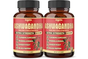 AGOBI 2 Packs - 60 Capsules Ashwagandha Capsules - High Concentrated - 5in1 Formula Ashwagandha, Turmeric, Rhodiola Rosea, Ginger, Black Pepper - 4 Month Supply