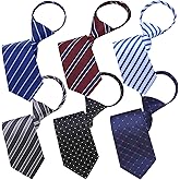 AUSKY 6 PACKS Men Necktie,Regular/Extra Long Adjustable Pre Tied Clip on Easy Zipper Neck Ties for Men (3.15in Wide)