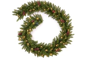 AMERZEST 9 FT Christmas Garland Pre-lit 70 LED Lights Holiday Artificial Decor for Stairs Mantle Door Indoor Outdoor Garland with Battery Operated Timer