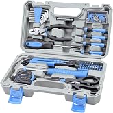 CARTMAN Complete Household Tool Set, Blue Hand Kit With Storage Case | Versatile tool assortment for home repairs, DIY projects, furniture setup, crafting, and daily household fixes in toolbox.
