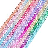 Craftdady 800Pcs 6mm Transparent Faceted Glass Beads 10 Colors Briolette Rondelle Crystal Beads Spacer Bulk Round Loose Beads Strands for DIY Crafts Earring Bracelet Necklace Jewelry Making