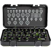 GripEdge | 32-PC 1/4" &amp; 3/8" Drive Metric &amp; SAE Master Socket Extractor Set| Includes sizes - 4-19mm &amp; 3/16-3/4" | Includes Premium Plastic Case With Foam Insert |