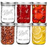 Ball Wide Mouth Mason Jars 16 oz. (6 Pack) - Pint Size Jars with Airtight Lids and Bands for Canning, Fermenting, Pickling, M
