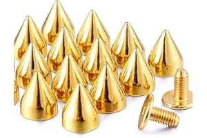 YORANYO 100 Sets 9MM Gold Spikes and Studs Metal Bullet Cone Spikes Screw Back Leather Craft Rapid Rivet Screws Punk Studs and Spikes for Clothing Shoes Leather Belts Bag Rivets 11/32 Inch