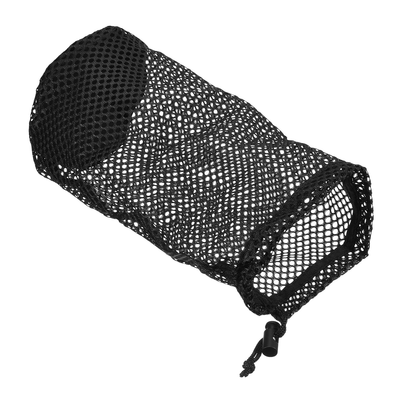 PATIKIL 11"x5.5" Golf Ball Bag, Nylon Drawstring Mesh Bag Storage 48-56 Balls with Cord Lock Closure for Golf Tennis Sports, Black