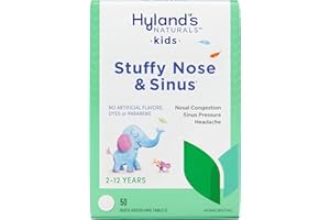 Hyland's Kids Stuffy Nose and Sinus Tablets, Cold Medicine for Children Ages 2 and up, Headache Relief and Nasal Decongestant, Quick Dissolving Tablets, 50 Count
