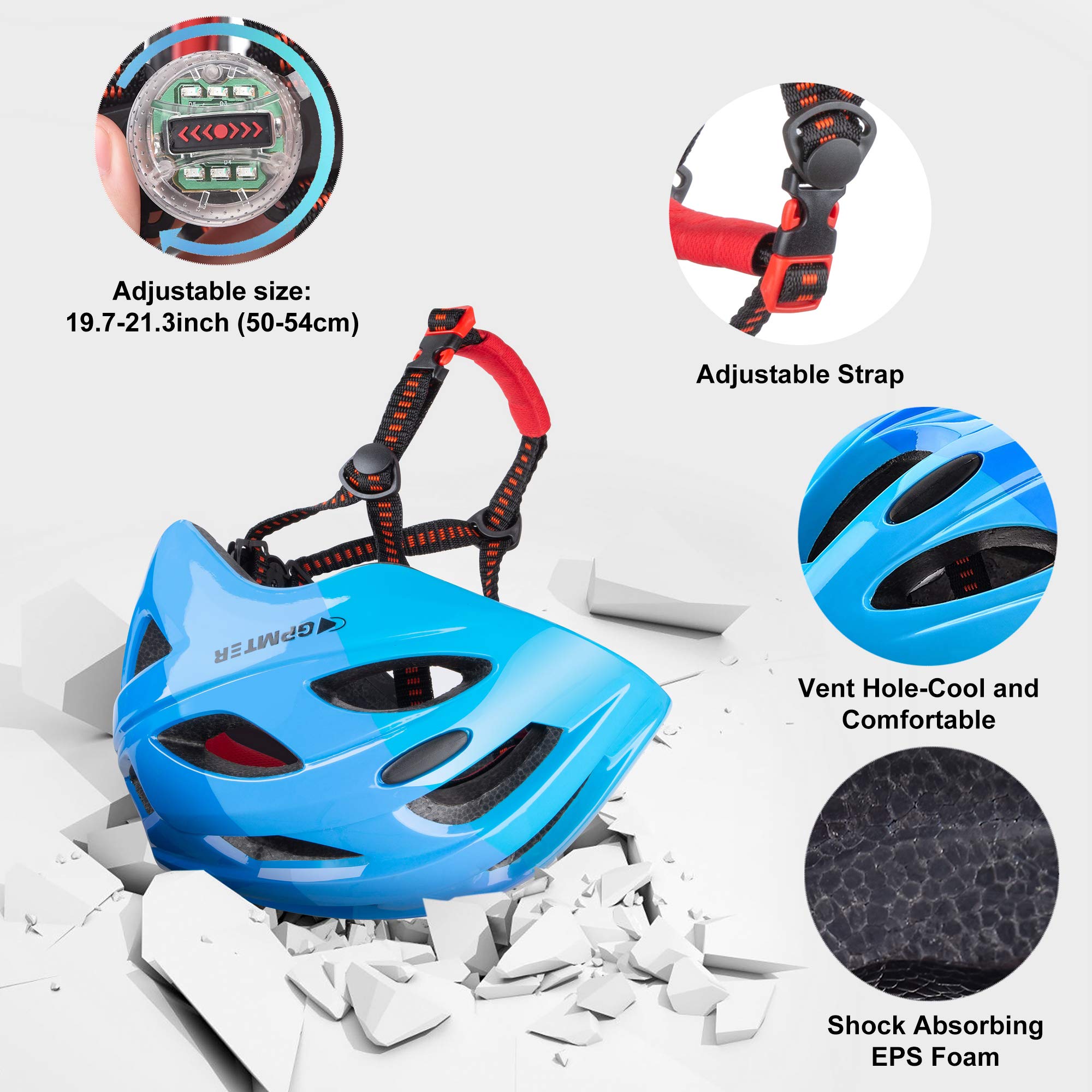 GPMTER Kids Bike Helmet for Boys & Girls - Adjustable Child Bicycle Safety Helmets, 2 Sizes for Skating Cycling Scooter Skateboarding - for Toddler to Youths Ages