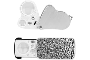 AWPEYE 2 Packs Jewelers’ Loupe, 30X 60X 90X Illuminated Jewelers Eye Loupe Magnifier, Portable Loupe Magnifier with UV Black Light for Jewelry, Coins, Gems, Stamps