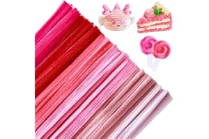 Yalumo Pipe Cleaners Craft Supplies, 500 PCS Pink Pipe Cleaners Bulk, 12 Inch 6 Assorted Colors Fuzzy Chenille Stems Sticks Set, Soft Arts and Crafts Decorations, Creative Fun Stuff for Kids Adults
