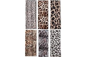 Volumoon 6 PCS Leopard Print Stretchy Headbands, Fashion Elastic Hair Bands, Non-Slip Soft Fabric Wide Headband, Hair Accesso