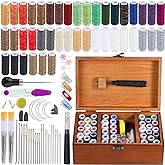 BUTUZE Sewing Kit, Leather Sewing Kit, Upholstery Repair Kit | Leather Sewing Tools with Large-Eye Stitching Needles, Waxed Thread, Stitching Kit for DIY Leather Craft