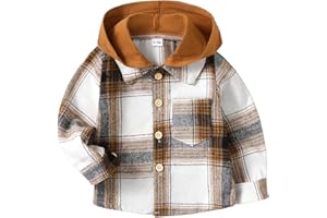 KIMI BEAR Baby Toddler Boys Long Sleeve Shirt Flannel Buffalo Plaid Shirts Button Down Jacket Top Outfit Fall Winter Clothes