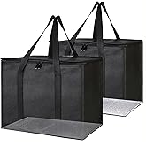 Bodaon 2-Pack Insulated Food Delivery Bag With Hard Bottom, XL Cooler Bags, Rideshare Delivery Bag, grocery bags Cold/Hot Styrofoam Carrier for Travel/Shopping/Catering/Car