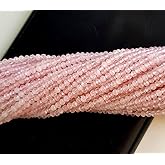 3 Strand Rose Quartz Gemstone Faceted Beads | Natural/Genuine Gemstone Micro Faceted Beads Jewelry Making 12 Inch Size - 2 MM [MSKU 16]