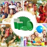 YAAVAAW 16Pcs Green Party Cups 9oz Cold Hot Drinking Cups Solid Color view 7