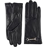 Bruno Magli Women’s Horsebit Detail Leather Touch Screen Gloves – Soft Cashmere Lined Winter Glove Set for Women