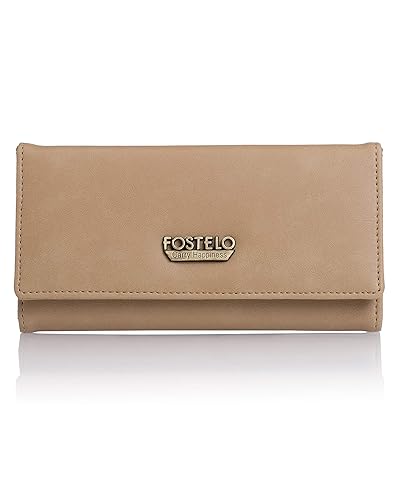 Fostelo Womens Uptown Girl Three Fold Wallet (Beige)