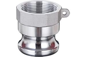 EASTRANS Aluminum Global Type A Cam and Groove Hose Fitting, 2" Camlock Hose Coupler, 2" Plug x 2" NPT Female