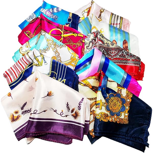 10PCS Silk Feeling Satin HeadScarf Neck Hair Small Square Scarf