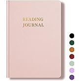 TSFPapier Reading Journal Book Lovers Gifts Hardcover Leather Readers Accessories Track Reading Log with 65 Books Reviews, 5.8”x8.3”, Pink